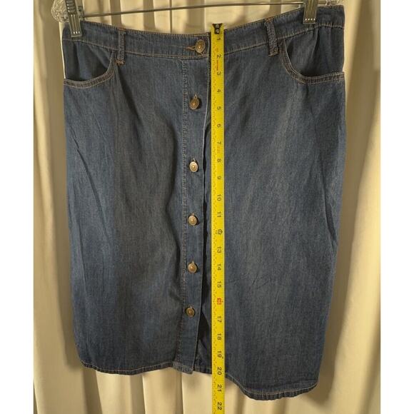 ABS Button Knee Length Denim Skirt, Indigo Denim, Sz: 30, 64-55 - Picture 11 of 16